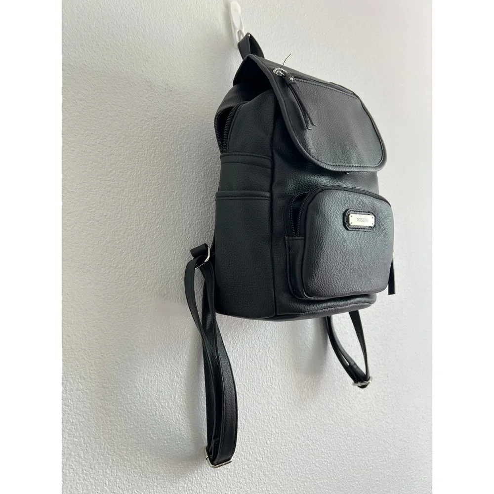 Rosetti Black Tinley Faux Leather Mini Backpack OS Goth School Casual Chic